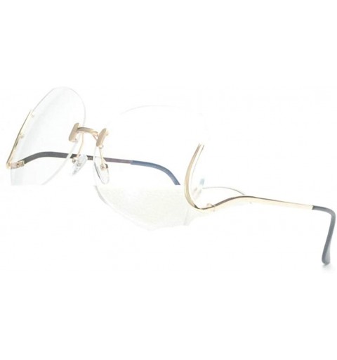 Square unique Design Rimless Sunglasses Clear and Color With Box - Gold - CW12J0ESLJF $34.88
