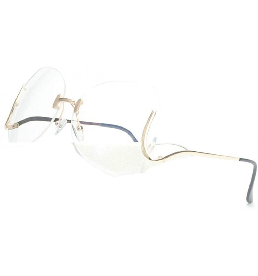 Square unique Design Rimless Sunglasses Clear and Color With Box - Gold - CW12J0ESLJF $12.93