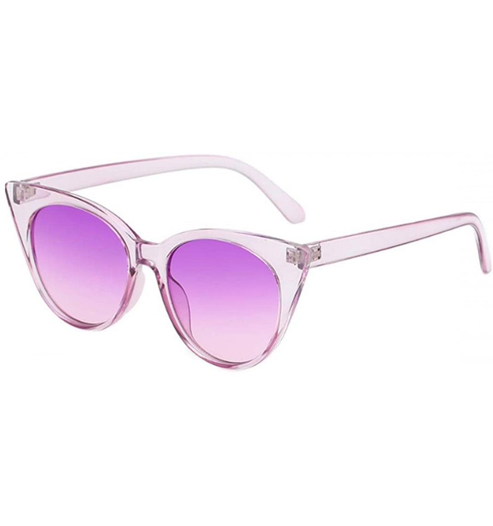 Square Unisex Vintage Translucent Tint Cat Eye Plastic Lenses Sunglasses - Purple - CQ18NELKDZS $11.06