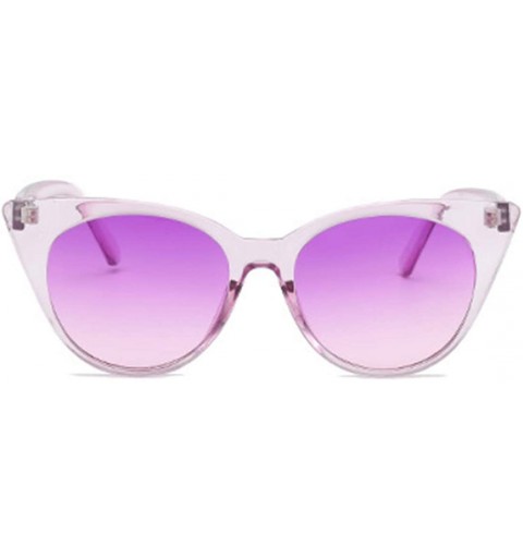 Square Unisex Vintage Translucent Tint Cat Eye Plastic Lenses Sunglasses - Purple - CQ18NELKDZS $11.06