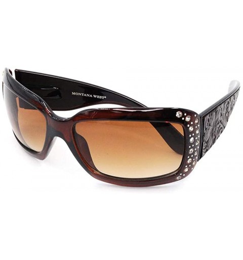 Wayfarer Wayfarer Rhinestone Sunglasses For Women Western UV 400 Protection Shades With Bling - Black-scroll - CC19CDTLYXI $2...