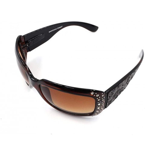 Wayfarer Wayfarer Rhinestone Sunglasses For Women Western UV 400 Protection Shades With Bling - Black-scroll - CC19CDTLYXI $2...