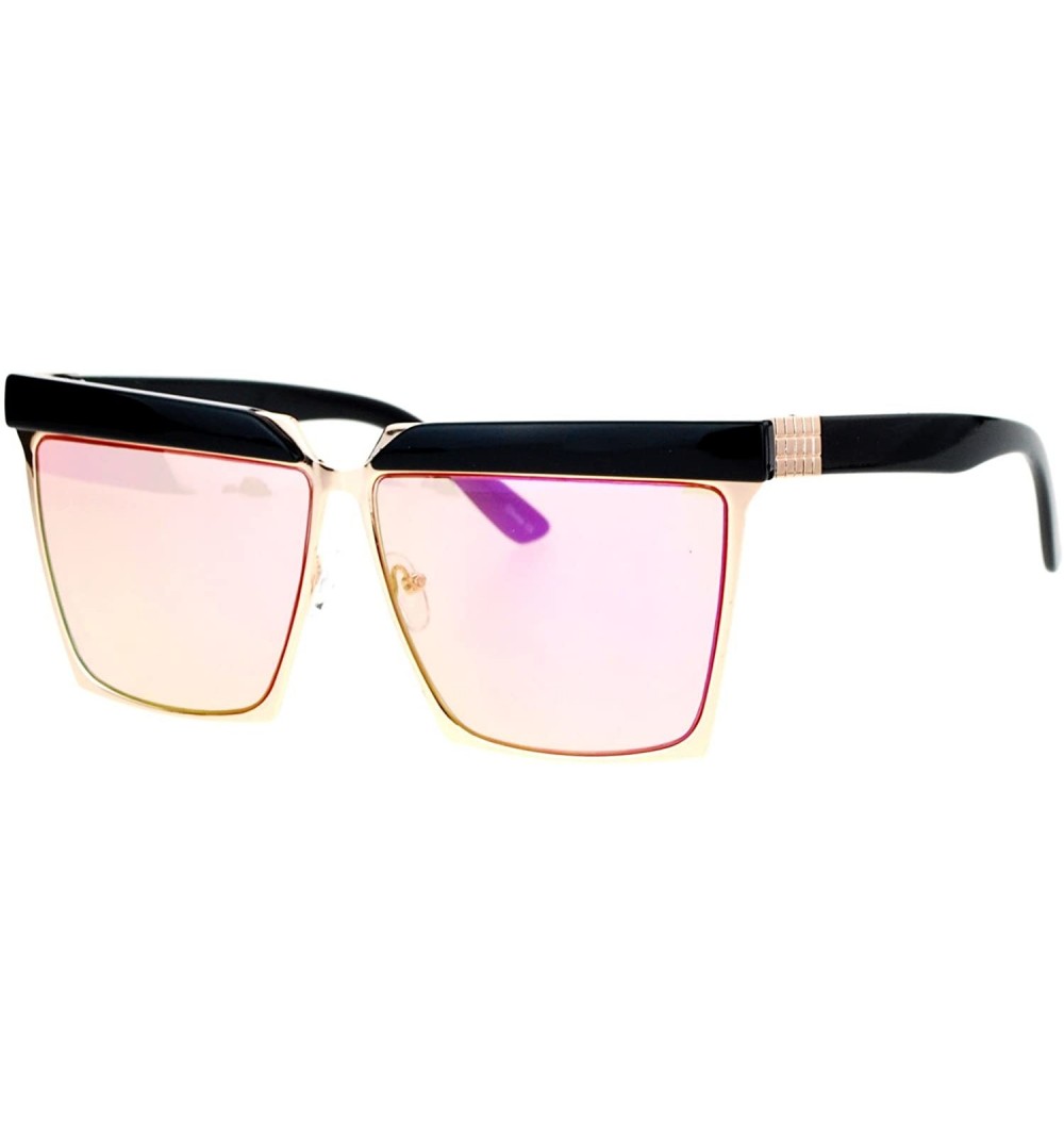 Rectangular Mirrored Mirror Diva Luxury Eye Brow Rectangular Mob Jewel Sunglasses - Gold Peach - C812DI9BXVV $10.84