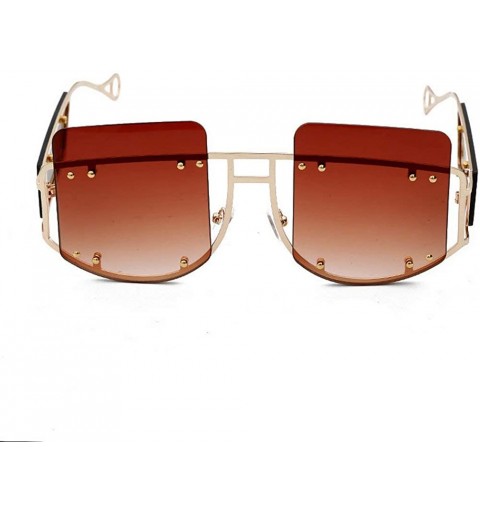 Oversized Fashion Mirror Sunglasses Oversized Glasses - Brown - CQ18Z6X8Q75 $12.57