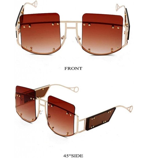 Oversized Fashion Mirror Sunglasses Oversized Glasses - Brown - CQ18Z6X8Q75 $12.57