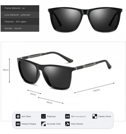 Oversized Unisex Square Polarized Sunglasses Stylish Aluminum Driving Sun Glasses - Blue - CM18YG5RC6N $18.83