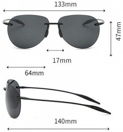 Rimless Sunglasses Polarized rimless Pilot eyeglasses Vintage Ultra light Men Driving Mirror UV400 - Black - CQ18S75G6OZ $19.07