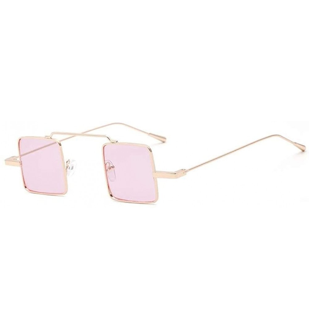 Square Retro Sunglasses HD Lenses with Case Square Alloy Durable Frame UV Protection Driving Cycling - Pink - CS18LD2S6WC $29.04