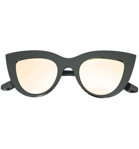 Oversized The Jane Retro 90's Cat Eye Sunglasses - Black / Flash Gold - CN18EL059IH $22.01