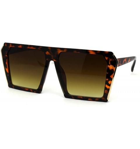 Rectangular Squared Angular Flat Top Mobster Retro Plastic Sunglasses - Tortoise Brown - CK1960CN449 $10.00