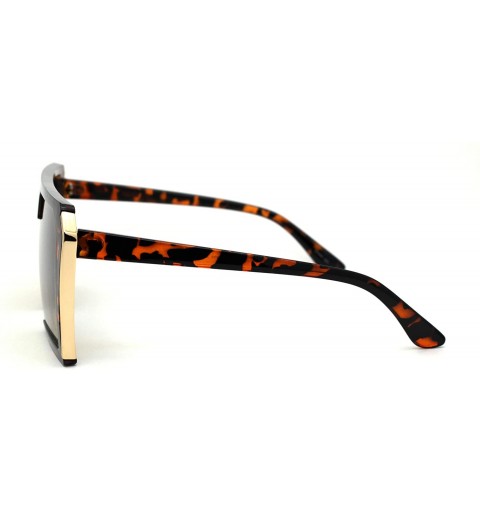 Rectangular Squared Angular Flat Top Mobster Retro Plastic Sunglasses - Tortoise Brown - CK1960CN449 $10.00