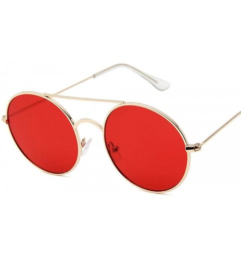 Aviator Vintage Men Sunglasses Women Retro Punk Style Round Metal Frame Black Black - Gold Red - CK18XGE47WW $10.60