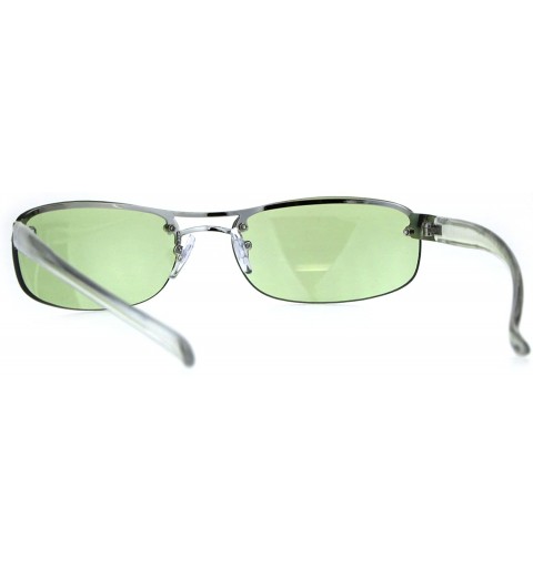 Sport Mens Rimless Narrow Rectangular Oval Designer Sport Warp Sunglasses - Green - CQ189LTTR30 $13.33