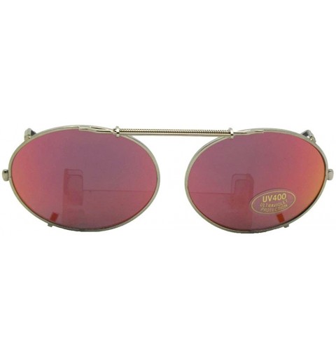 Oval Oval Color Mirror Lens Non Polarized Clip on Sunglass - Gold Frame-red Mirror Lens - C9189N5C634 $32.75