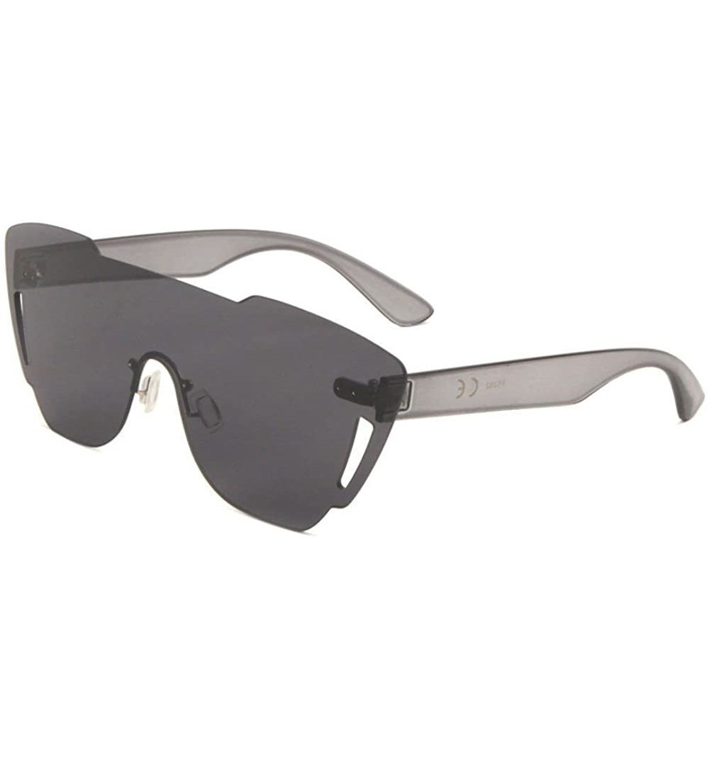 Oversized Sobe Rimless Mono One Piece Shield Sunglasses - Black Transparent Frame - C918093YLYK $20.94