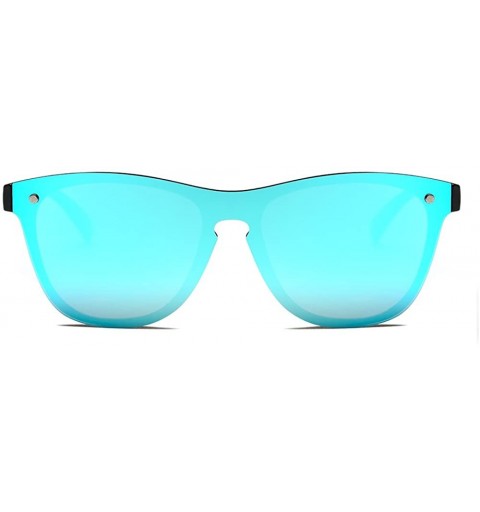 Round Blenders Sunglasses Polarized Sunglasses - Rimless Mirrored Lens Sunglasses JH9004 - Black Frame Blue Mirror - CA18L4ZS...