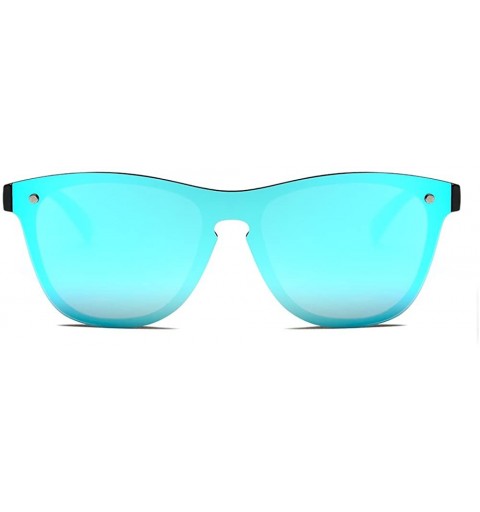 Round Blenders Sunglasses Polarized Sunglasses - Rimless Mirrored Lens Sunglasses JH9004 - Black Frame Blue Mirror - CA18L4ZS...