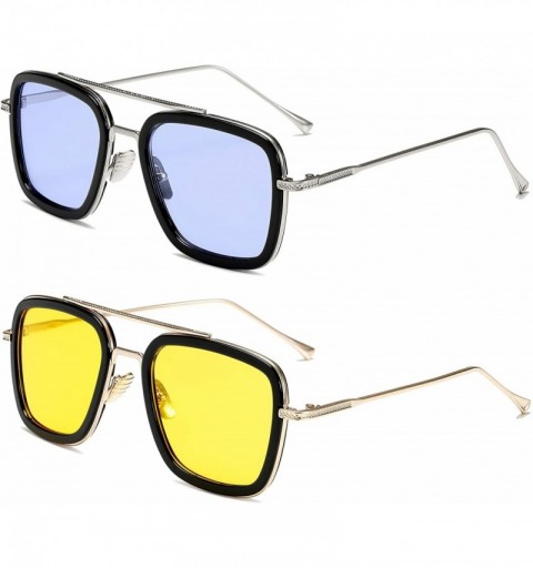 Goggle Metal Square Sunglasses Women Men Vintage Alloy Frame Driving Glasses - C818AK839IO $12.37