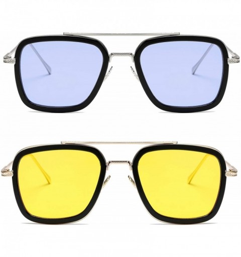 Goggle Metal Square Sunglasses Women Men Vintage Alloy Frame Driving Glasses - C818AK839IO $12.37