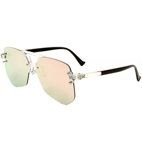 Rimless Color Mirror Clear Frame Rimless Geometric Aviator Sunglasses - Rose Gold - CU190ML3HKK $29.95