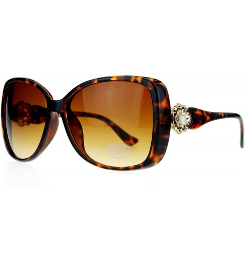 Butterfly Womens Large Broche Rhinestone Jewel Hinge Butterfly Sunglasses - Tortoise - C1124R36KTH $7.48