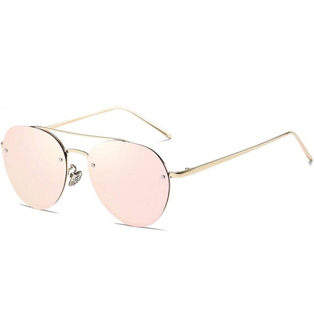 Rimless Polarized Sunglasses Women Men Driving Pink Sun Glasses Fashion Aviation Metal Frame Rimless Sunglasses - CI18RDTL0XI...