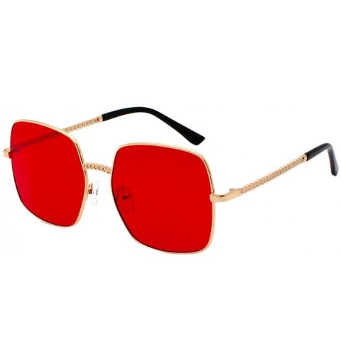 Rectangular Square Vintage Mirrored Sunglasses for Women Eyewear Sports Outdoor Shades Glasses - Red - CE18X6IWC9T $10.83