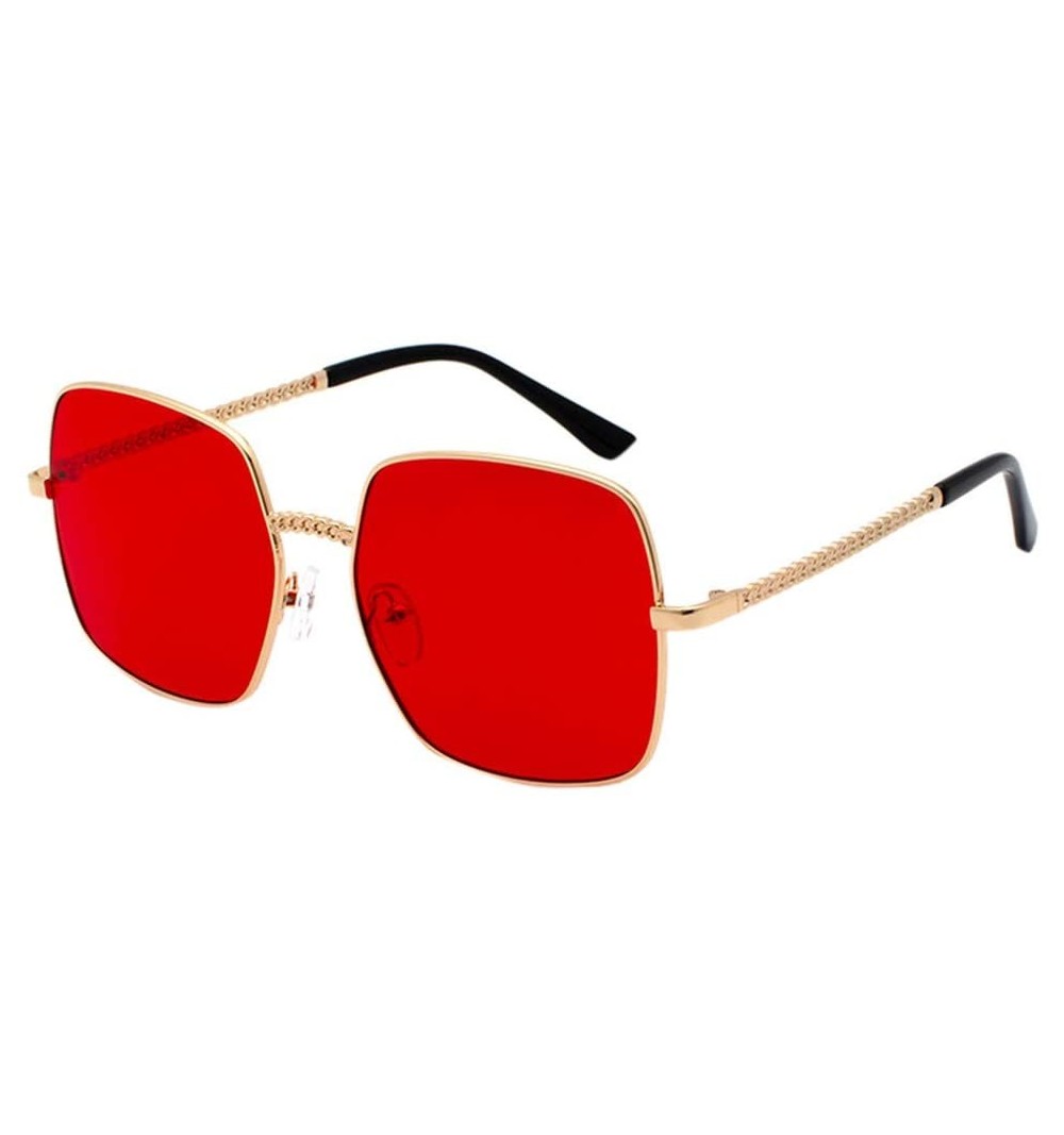 Rectangular Square Vintage Mirrored Sunglasses for Women Eyewear Sports Outdoor Shades Glasses - Red - CE18X6IWC9T $10.83