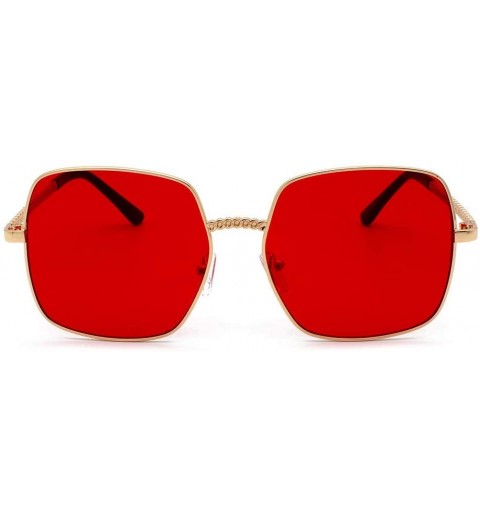 Rectangular Square Vintage Mirrored Sunglasses for Women Eyewear Sports Outdoor Shades Glasses - Red - CE18X6IWC9T $10.83
