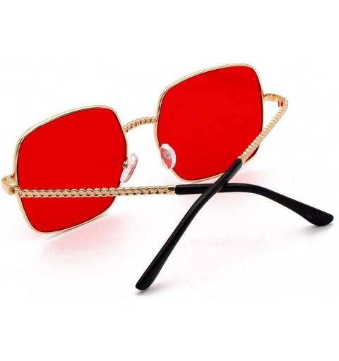 Rectangular Square Vintage Mirrored Sunglasses for Women Eyewear Sports Outdoor Shades Glasses - Red - CE18X6IWC9T $10.83