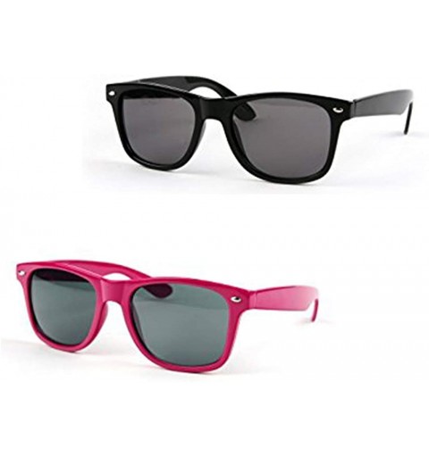 Wayfarer Colorful Wayfarer Retro Style Sunglasses P713 Spring Hinge (Mid-Large Size) - 2 Pcs Black & Raspberry - CB11WWTAH4R ...