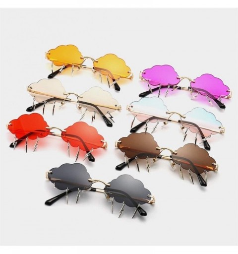 Rimless Cloud Lightning Sunglasses Women Rimless Storm Shaped Shades UV Protection - 7 - CG190NZWTMY $11.28