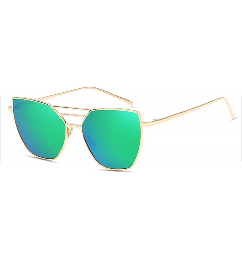 Goggle Metal Luxury Vintage Coated Mirror Sunglasses Women Er Fashion Retro Trand Sun Glasses Uv400 Oculos - Green - CQ199CL9...