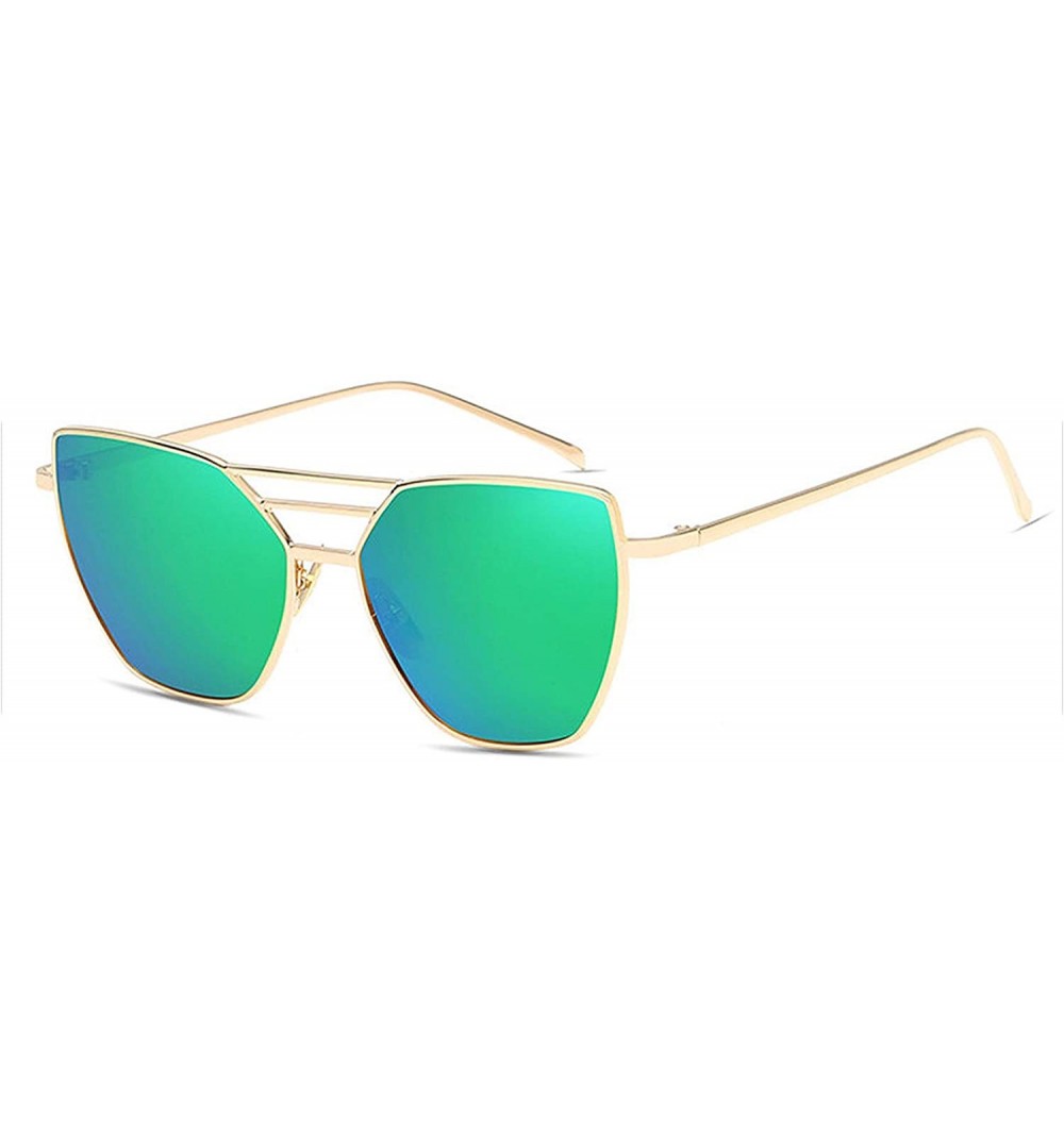 Goggle Metal Luxury Vintage Coated Mirror Sunglasses Women Er Fashion Retro Trand Sun Glasses Uv400 Oculos - Green - CQ199CL9...