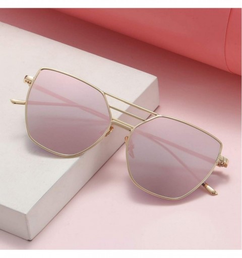 Goggle Metal Luxury Vintage Coated Mirror Sunglasses Women Er Fashion Retro Trand Sun Glasses Uv400 Oculos - Green - CQ199CL9...