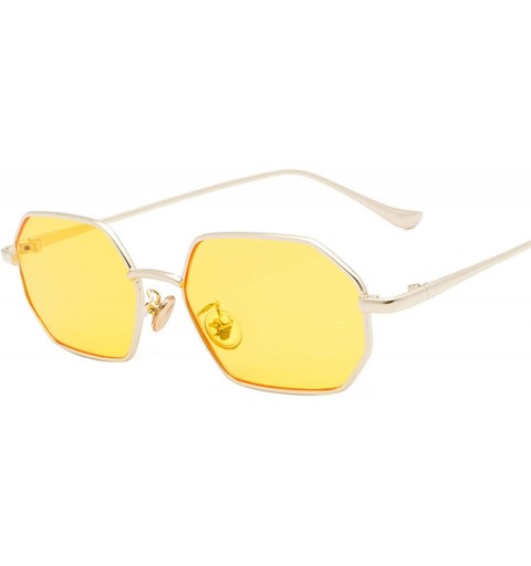Goggle Retro Polygon Sunglasses Men Women Luxury Yellow Lens Square Sun Glasses Vintage Small Mirror Color - 2 - CX198ZQYC2H ...