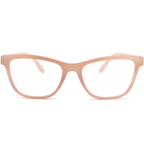 Rectangular Womens Horn Rim Rectangular Bi-focal Reading Glasses - Beige - CT193XQMK43 $12.05