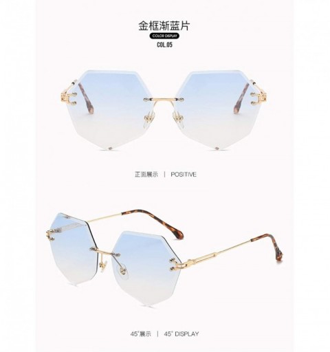 Rimless Rimless Colored Sunglasses Ocean Glasses Female Sunshade Glasses - 4 - C4198R6OWX8 $30.38