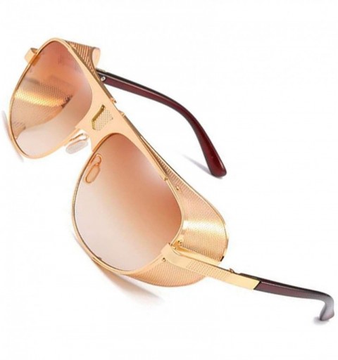 Shield Sunglasses Side Shield Steampunk Vintage Cool UV Protection Windproof Glasses For Women&Men - C4 - CU18I82LZZ5 $16.95