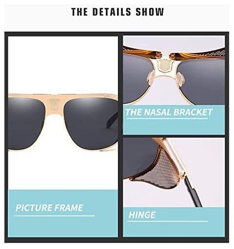 Shield Sunglasses Side Shield Steampunk Vintage Cool UV Protection Windproof Glasses For Women&Men - C4 - CU18I82LZZ5 $16.95