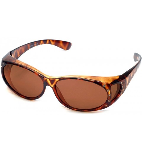 Oval Polarized Wear-Over Sunglasses 2866 - Tortoise W/ Crystals - CJ11P07OS5X $31.61