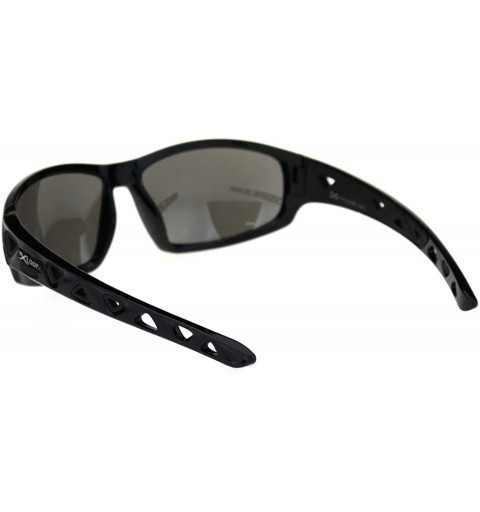 Rectangular Xloop Sunglasses Mens Sports Shades Oval Rectangular Wrap Around UV 400 - Shiny Black - CN18UI9Q5TA $9.25