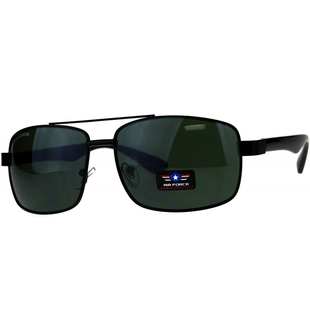 Aviator Air Force Sunglasses Mens Navigator Rectangular Aviators UV 400 - Black (Green) - CP18E35QHUN $11.55