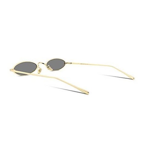 Rimless Vintage Small Sunglasses Oval Slender Metal Frame Candy Colors B2277 - 05 Glod Frame Grey Lens - C218KQL9SG5 $10.50