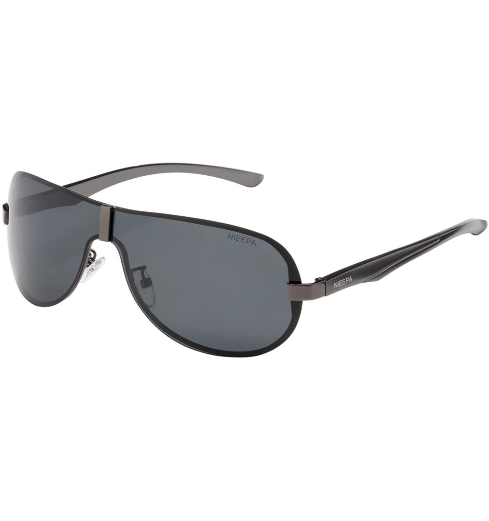 Aviator Polarized Sunglasses Men Outdoor Oversized Goggles Sports Sun Glasses - Grey Lens/Gun Frame - CK187AQOZ25 $11.19