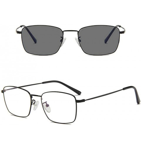 Square Retro Myopia Photochromic Sunglasses High-end Metal Frame Trend Square Transition Nearsighted Optical Glasses - CK192E...