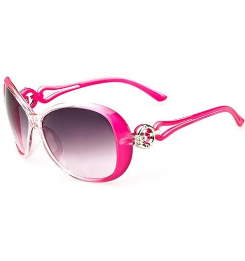 Oval Women Fashion Oval Shape UV400 Framed Sunglasses Sunglasses - Rose Red - CL196YURKZ7 $10.97