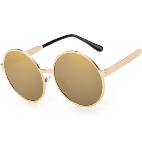 Aviator 2019 Round Sunglasses Women Brand Designer Metal Female Pink Mirror Sun 4 - 5 - CR18YQU4MHS $11.15