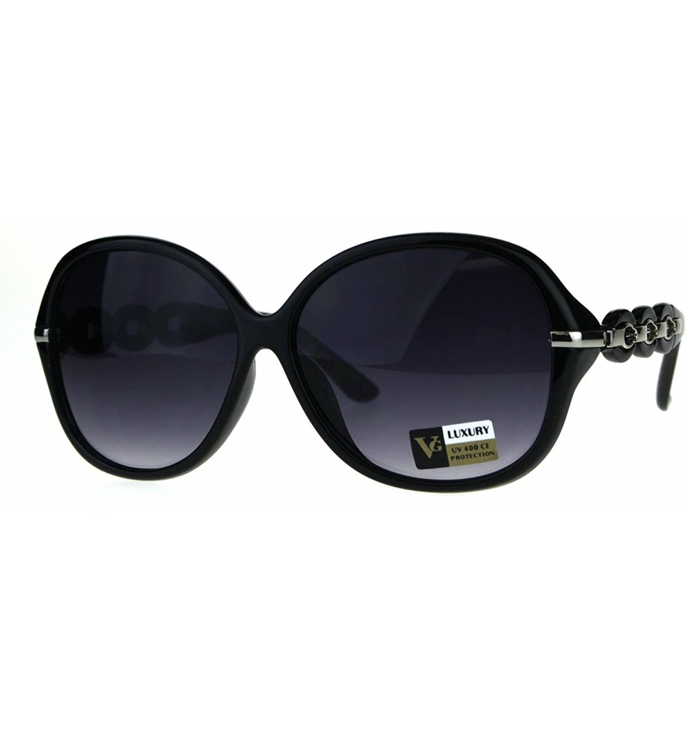 Butterfly Womens Oversize Diva Round Butterfly Designer Fashion Plastic Sunglasses - Black Smoke - C8180CI4S0U $10.22