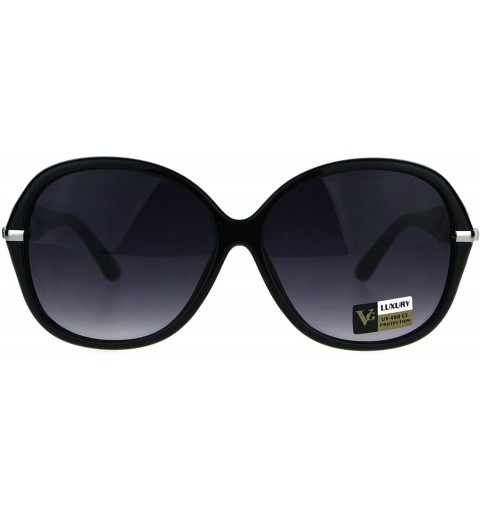 Butterfly Womens Oversize Diva Round Butterfly Designer Fashion Plastic Sunglasses - Black Smoke - C8180CI4S0U $10.22